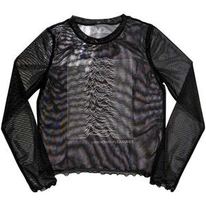 Joy Division Womens/Ladies Unknown Pleasures Long-Sleeved Crop T-Shirt / Black